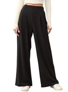 EVALESS Womens Wide Leg Waffle Knit Pants Elastic High Waisted Loose Fit Comfy B