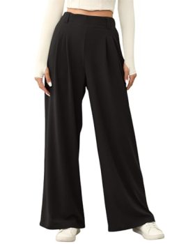 EVALESS Womens Wide Leg Waffle Knit Pants Elastic High Waisted Loose Fit Comfy B