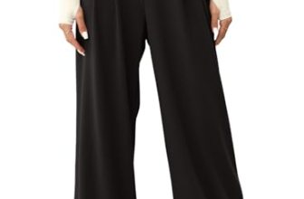 EVALESS Womens Wide Leg Waffle Knit Pants Elastic High Waisted Loose Fit Comfy B