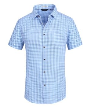 Alex Vando Mens Button Down Shirts Wrinkle Free 4-Way Stretch Short Sleeve Busin