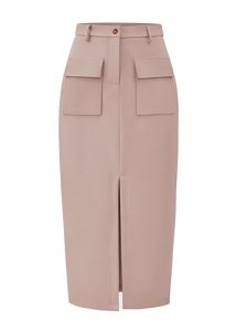 KIRUNDO Midi Skirts for Women Summer Fall High Waisted Cargo Trendy Pencil Slit
