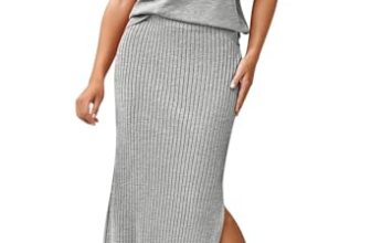 Pink Queen Women’s Sweater Skirt Set 2 Piece Outfits Summer Knit Crew Neck Cap S