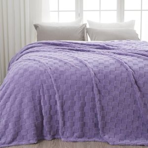 NEWCOSPLAY Super Soft King Blanket Lavender Premium Silky Flannel Fleece 3D Chec