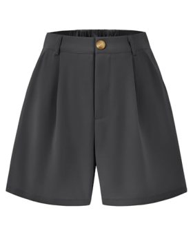 KIRUNDO Shorts for Women Dressy Casual Summer Elastic Waist in the Back Pleated