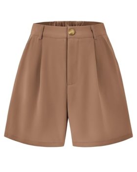 KIRUNDO Shorts for Women Dressy Casual Summer Elastic Waist in the Back Pleated