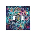 Tewujay Light Switch Cover Colorful Boho Mandala 2 Gang Wall Plate Double Light