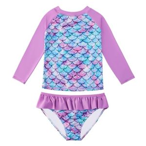 JiAmy Girls Swimsuits Long Sleeve Bathing Suit Two Piece Rash Guard Set Beach Sw