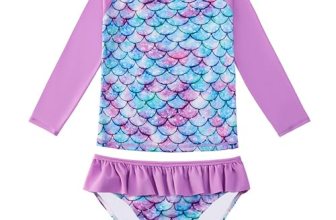 JiAmy Girls Swimsuits Long Sleeve Bathing Suit Two Piece Rash Guard Set Beach Sw