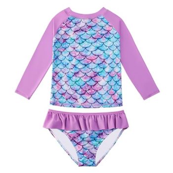 JiAmy Girls Swimsuits Long Sleeve Bathing Suit Two Piece Rash Guard Set Beach Sw