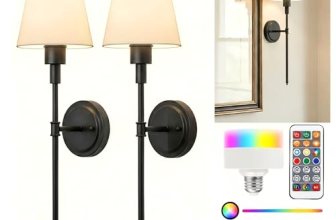 L LOHAS LED Black Battery Operated Wall Sconce Set of 2