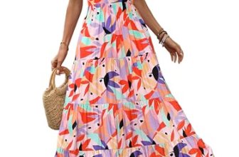 PRETTYGARDEN Summer Dresses for Women 2026 Sleeveless Spaghetti Strap Long Flora