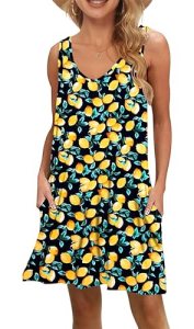 MISFAY Women’s Summer Casual T Shirt Dresses Beach Cover up Tank Dress(Lemon Bla