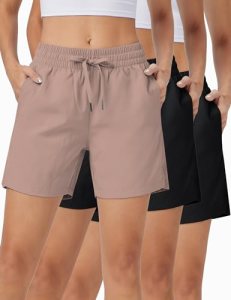 ZUTY 3 Pack 5″ Womens Athletic Shorts Basic Running Shorts Lightweight Quick Dry