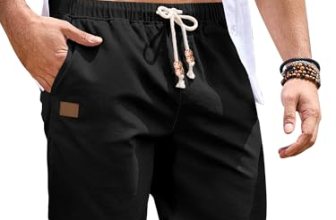 JMIERR Linen Shorts for Men 7 inch Lightweight Cotton Elastic Waist Drawstring S