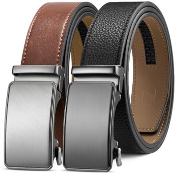 Zitahli Ratchet Belt for Men – 2 Packs Leather Mens belt For Gift Men Dress and