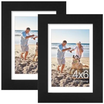 decorUhome 4×6 Picture Frame, Display Pictures 3.5×5 with Mat or 4×6 without Mat