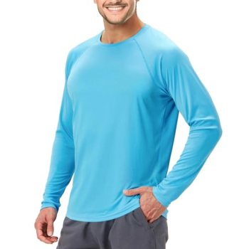 Men’s UPF 50+ Swim Shirt Rash Guard Long Sleeve Quick Dry Lightweight SPF Sun Sh