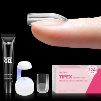 Beetles Tipex Gel Nail Kit Extra Short Square: 16 Sizes Instant Apex Nail Tips