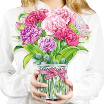 Airpark Mothers Day Gifts Card, 3D Pop Up Carnation Paper Flower Bouquet Birthda