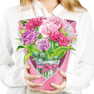 Airpark Pop Up Flower Cards, 3D Paper Flowers Bouquet Birthday Card 10’‘ with Bl
