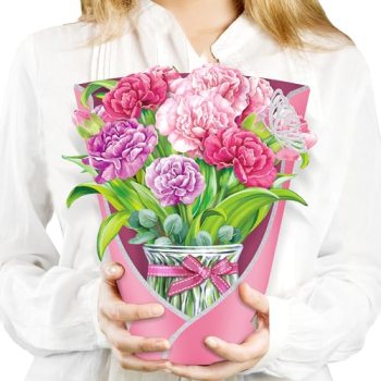 Airpark Pop Up Flower Cards, 3D Paper Flowers Bouquet Birthday Card 10’‘ with Bl