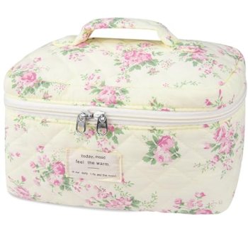 Gosect Large Travel Quilted Makeup Bag for Women