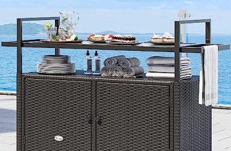 YITAHOME Large Outdoor Kitchen Wicker Island Rolling Cart