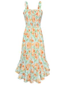 GRACE KARIN Women’s 2026 Summer Floral Boho Dress Square Neck Strapped Swing A L