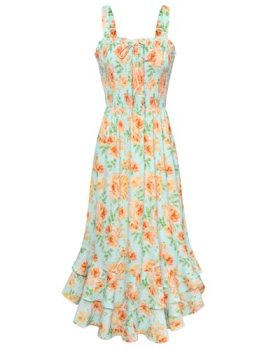 GRACE KARIN Women’s 2026 Summer Floral Boho Dress Square Neck Strapped Swing A L
