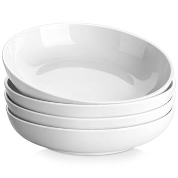 MALACASA 10″ Large Pasta Bowls, 56 OZ White Salad Bowls Soup Bowls, Porcelain Se