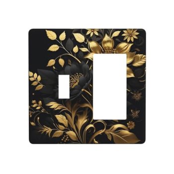 WUYOCHA Black Gold Flowers Leaves 2 Gang Single Toggle Rocker Combination Light
