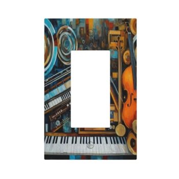 WUYOCHA Musical Instrument Painting 1 Gang Rocker Single Decora Outlet Wall Plat