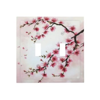 WUYOCHA Branch with Pink Flowers Light Switch Covers Double Toggle 2 Gang Wall P