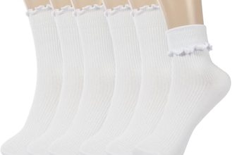 BomKinta Ruffle Socks Women Lightweight Cotton Sock Turn-Cuff Frilly Sock Casual