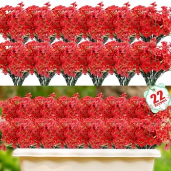 22 Pack Artificial Flowers Outdoor Fake Plants