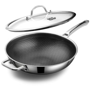 DOTCLAD Wok pan,Hybrid 13 inch Wok with Lid
