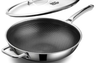 DOTCLAD Wok pan,Hybrid 13 inch Wok with Lid