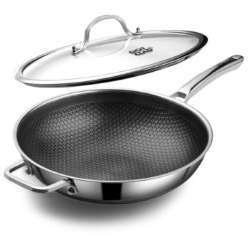 DOTCLAD Wok pan,Hybrid 13 inch Wok with Lid