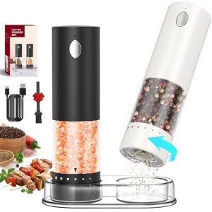 CIRCLE JOY Electric Salt and Pepper Grinder Set Rechargeable Salt and Pepper Mil