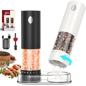CIRCLE JOY Electric Salt and Pepper Grinder Set Rechargeable Salt and Pepper Mil