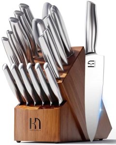KnifeSaga Kitchen Knife Set with Block 17 Pcs
