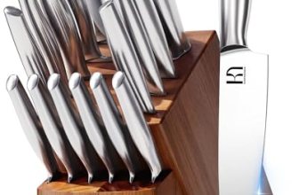 KnifeSaga Kitchen Knife Set with Block 17 Pcs