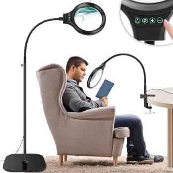 10X 30X Large Floor Magnifying Glass with Light and Stand
