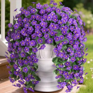 HyeFlora Artificial Faux Hanging Flowers for Outdoor Outside Spring Decoration