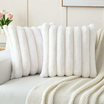 FUTEI Cream White Decorative Throw Pillow Covers 18×18 Inch Set of 2