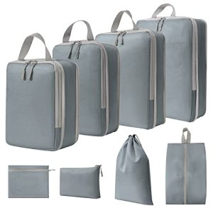 WOOMADA Compression Packing Cubes for Suitcases Travel Essentials 8 Set Expandab