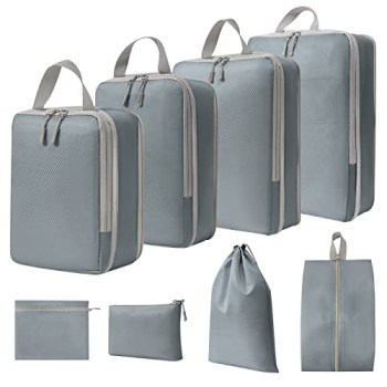 WOOMADA Compression Packing Cubes for Suitcases Travel Essentials 8 Set Expandab