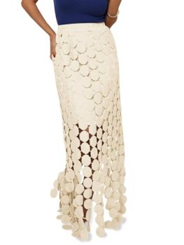 Cicy Bell Womens Hollow Out Maxi Skirts Summer High Waisted Boho Fringe Hem Long