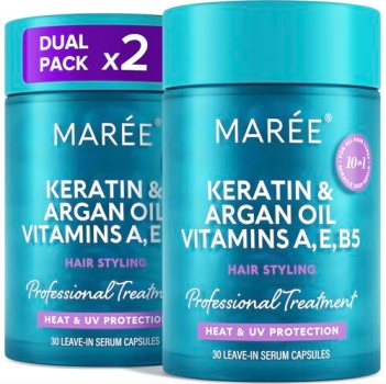 MAREE Hair Serum for Frizzy Dry Hair 2 PACK – Styling Capsules with Keratin