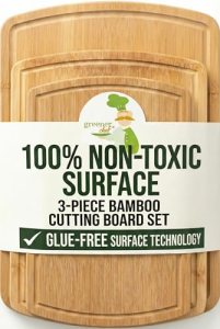 Greener Chef Luxury Bamboo Cutting Board Set of 3 with Glue-Free Surface Technol